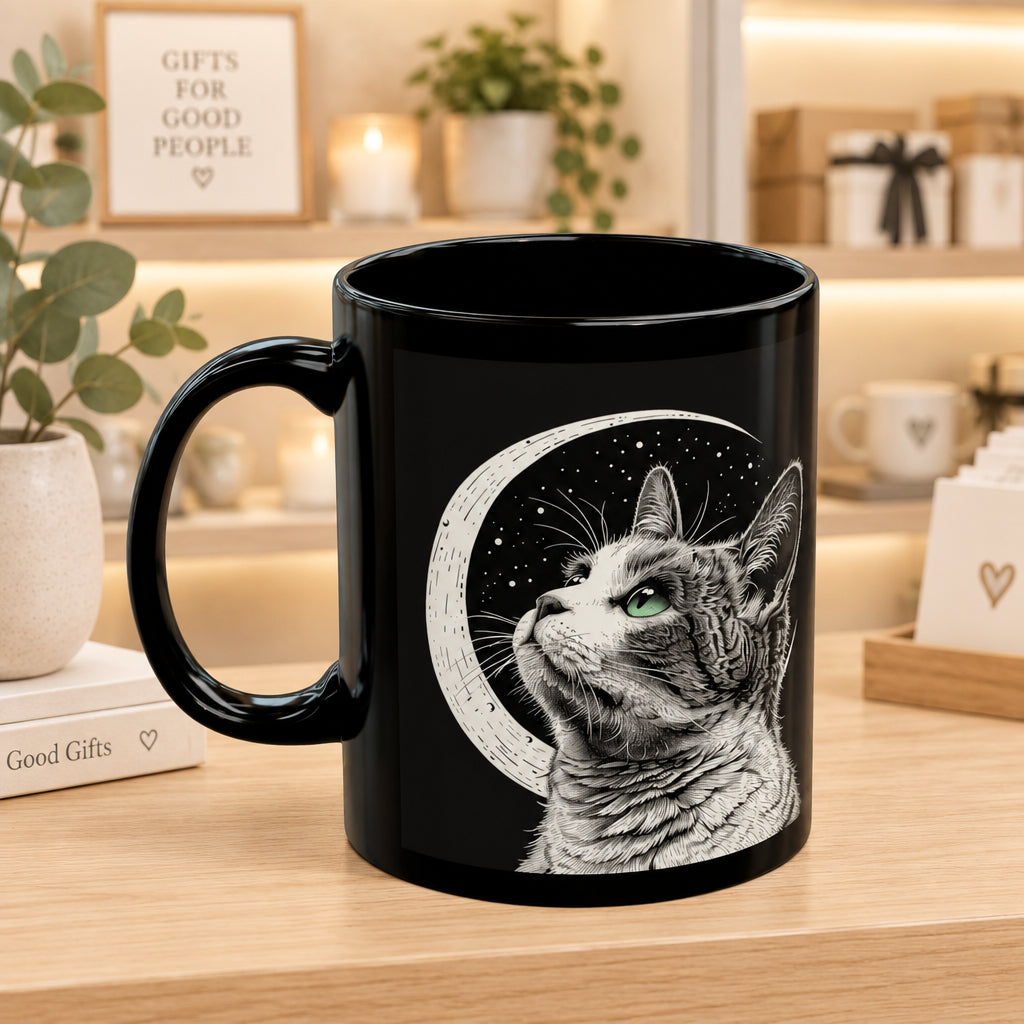 Crescent Moon Cat Mug