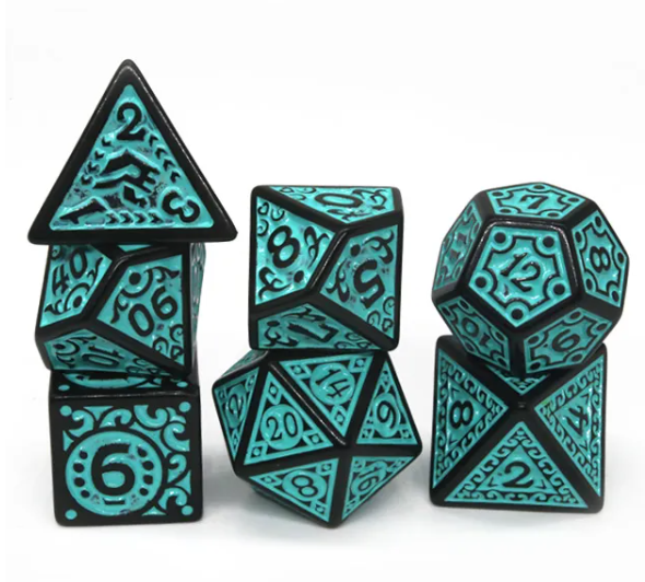 Black with Teal Ink Dice