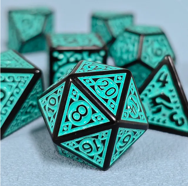 Black with Teal Ink Dice